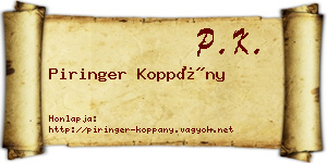Piringer Koppány névjegykártya